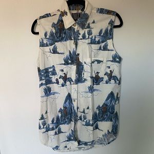 Vintage Western Quizz New York Sleeveless Button Down